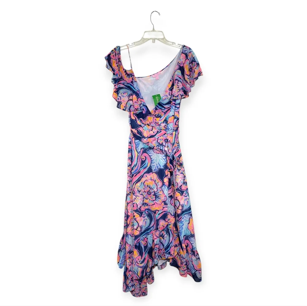 LILLY PULITZER Marianna Dress in Nauti Navy Boho Bateau Wrap Dress Medium - Picture 5 of 10
